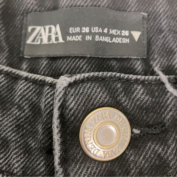Zara Jeans Women Size 4 Black Ankle Fray Straight Leg High Rise - Picture 6 of 10